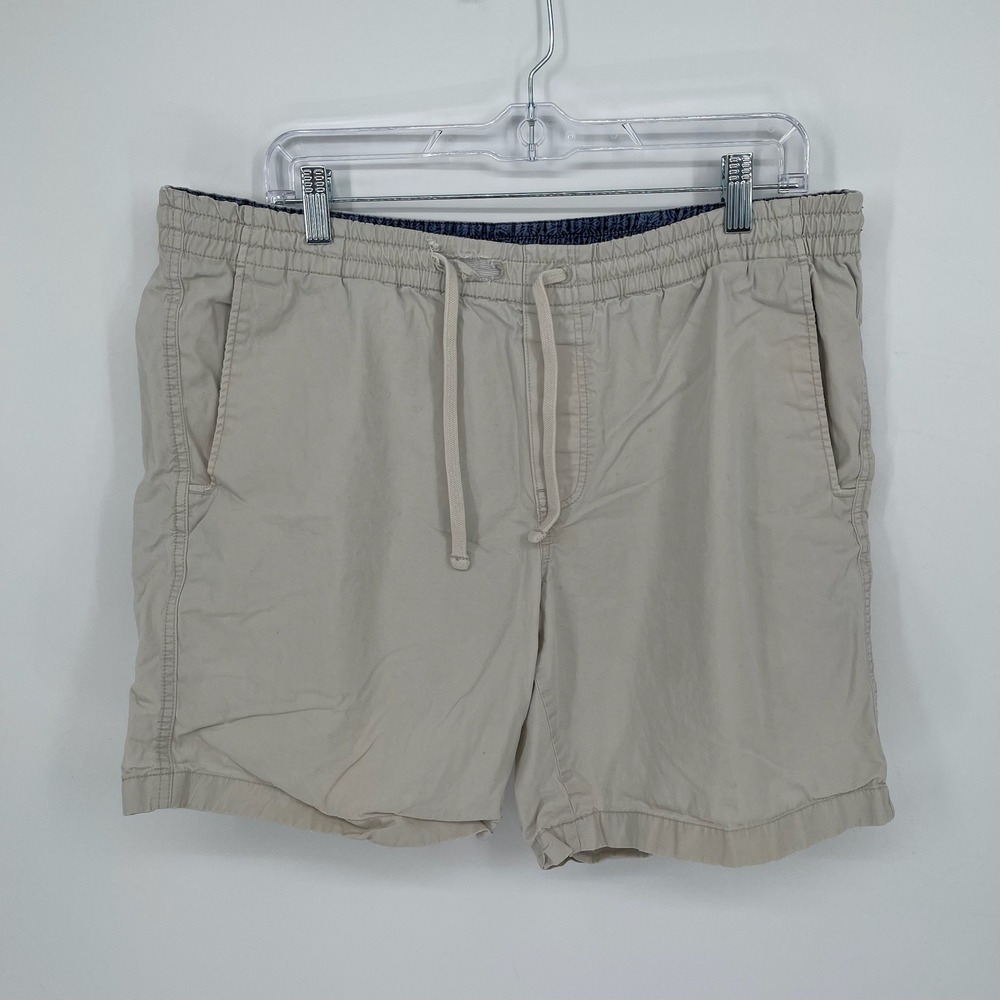 Chaps Men's‎ Beige Elastic Waist Drawstring Cotton Chino Shorts Size Large